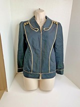 Saja Womens Sz M Black Gold Zip Up Jacket Blazer Coat Long Sleeve  - $38.61