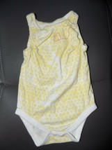 Burt&#39;s Bees Baby Honey Comb  Print Romper White/Yellow Sleeveless Size 6/9 Month - £11.93 GBP