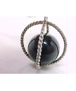 3D STERLING Vintage SPHERE PENDANT with BLACK ONYX Ball -1 3/8 inches -F... - £59.94 GBP