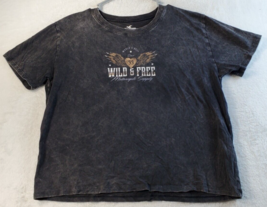 Hollister T Shirt Top Women Medium Black Knit 100% Cotton Short Sleeve C... - $9.29