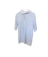 Men&#39;s Luxury Performance Shirt White/blue By Pebble Beach Large Short Sl... - $17.11 CAD