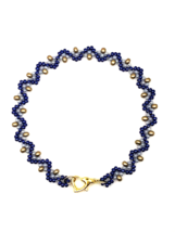 Navy Blue Light Blue Bracelet  with a gold touch Minimalist 8&quot; - £7.73 GBP