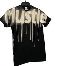 Hustle Delta Pro Weight Mens T-Shirt Size S Black Paint Dripping Short Sleeve - $7.95