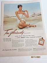 1955 vintage AD SKOL Sun Tan Lotion Beautiful model at beach  nice ad ! - €8,57 EUR