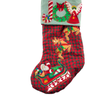 Christmas Stocking Applique Santa Reindeer Joy Angel Large 24 in. Handmade  - £21.73 GBP