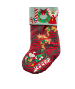 Christmas Stocking Applique Santa Reindeer Joy Angel Large 24 in. Handmade  - £23.09 GBP