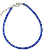 Genuine Lapis lazuli Bead Natural Color 925Silver adjustable Bracelet  U... - £10.86 GBP