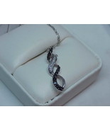 10k Natural Diamond Black White Twist Journey Pendant Necklace White Gld... - $237.68 CAD