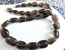 Natural Smoky Quartz Smooth Tumble Beads Necklace, Nuggets Gemstone Necklace - £258.66 GBP