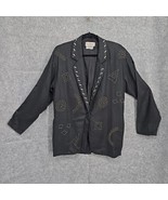 Adam Douglas Adrianna Papell Womans Blazer Large Black Gold Studded 100%... - $42.06