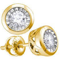 10kt Yellow Gold Womens Round Diamond Solitaire Stud Earrings 1/2 Cttw - $799.00