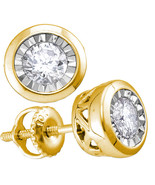 10kt Yellow Gold Womens Round Diamond Solitaire Stud Earrings 1/2 Cttw - $1,106.39 CAD