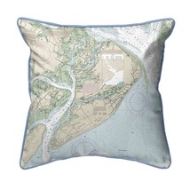 Betsy Drake Hilton Head, SC Nautical Map Small Corded Indoor Outdoor Pillow - £38.91 GBP
