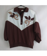 Vintage G.W. Division Of Graff Brown &amp; White Pullover Top Floral Design ... - $15.47