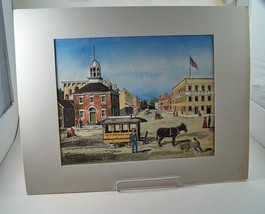 Gray&#39;s Watercolor of Lincoln Square 1883 8&quot; x 10&quot;  (11&quot; x 14&quot; matt) Vintage 70&#39;s - £15.97 GBP