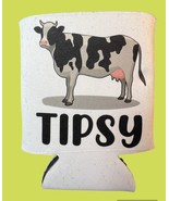 Cow Tipsy Tipped White Can Cooler Huggie Cozy New - $7.00