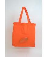 Bey Berk Orange Carrot Re-usable Foldable Bag Recycled Leather/Nylon - £14.76 GBP