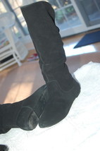 Penny Loves Kenny Flat Suede Knee Boots Size 6 Frizz Black - £9.64 GBP