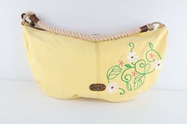 Vintage 90s Levis Spell Out Roped Canvas Floral Hobo Handbag Purse Tote Yellow - £45.37 GBP
