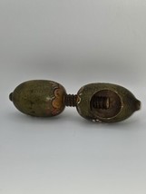 Vintage Toleware Folk Art Green Wooden Screw Nutcracker - $44.07