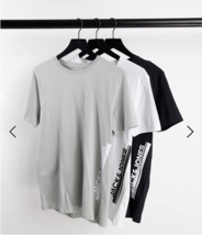 Jack &amp; Jones Mens 3 pack T-Shirts in black white gray  &quot;Large&quot; - £23.26 GBP
