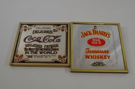 Coca Cola Jack Daniel&#39;s Whiskey Miniature Mirrors Rye &amp; Coke Vtg Gold Framed Lot - £34.11 GBP