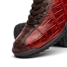 Hand painted big block alligator scales Sneaker Shoes Saulo Cognac image 4