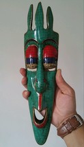 Stones Decorated African Tribal Face Wall Hanging 12.5&quot; - Nepal - £94.81 GBP