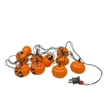 Halloween Decor Blow Mold Pumpkin String Light Set of 10 Jack O Lantern AS IS - £11.17 GBP