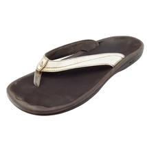 OluKai Sz 11 M Brown Flat Leather Women Sandals Ohana - £15.53 GBP