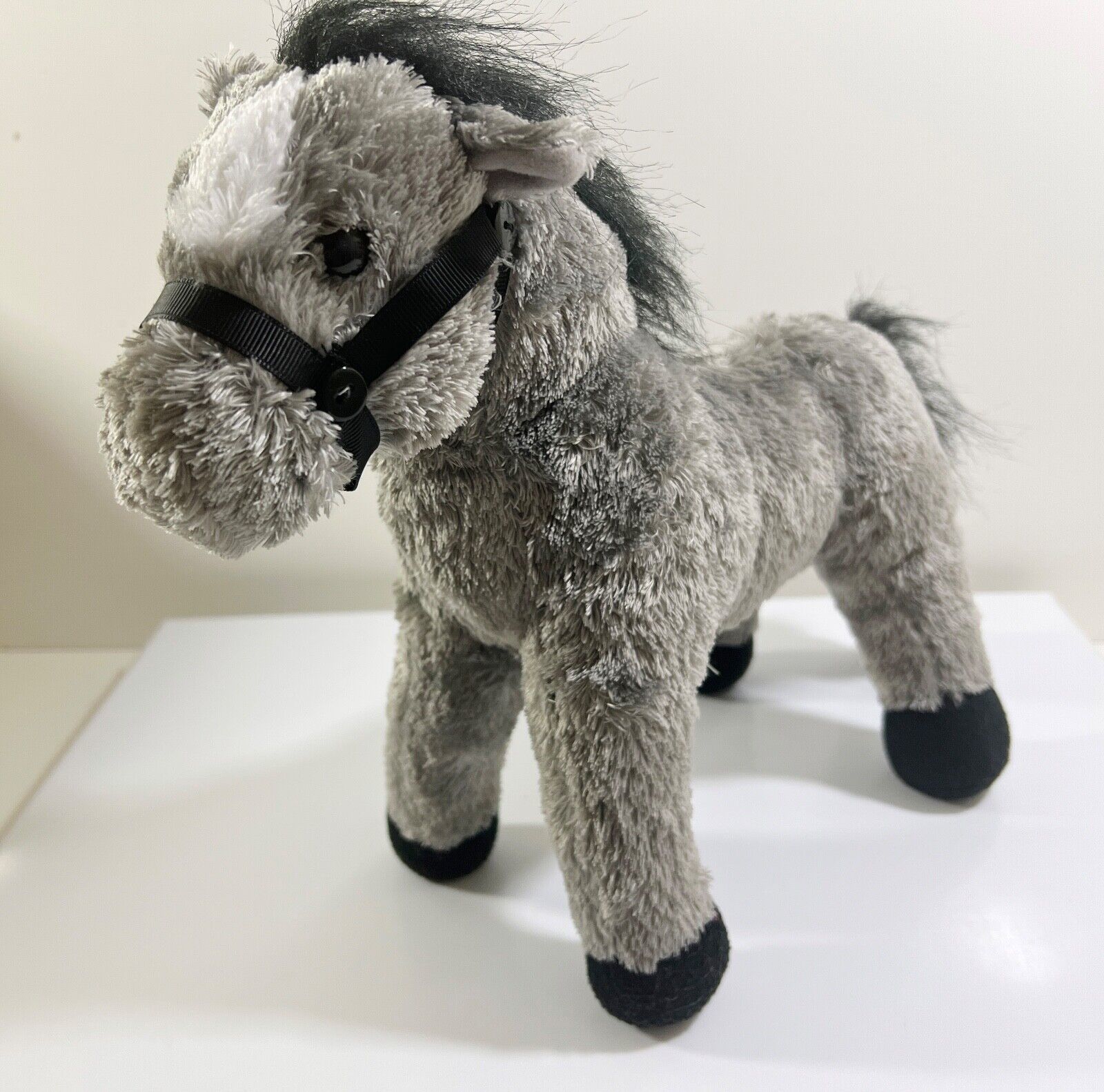 Vintage Grey and Black Horse With Rein Plush Doll Horse - $12.86