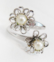 Vintage Emmons Pearl Twist Flower Statement Ring - Sz. 5.25 But Adjustable - £11.86 GBP