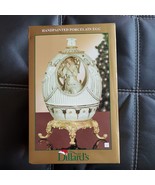 Dillard’s 8” Hand Painted Porcelain Egg on Gold Stand Angel Playing Flut... - £29.75 GBP