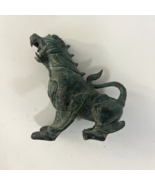 Antique Chinese Patinated Bronze or Brass Foo Fu Dog Statues Guardian Lion - $90.26 CAD