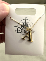 Disney Parks Mickey Mouse Faux Gem Letter A Gold Color Necklace NEW - £25.88 GBP