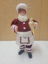 Bakery Santa Claus With Icing Bag &amp; Whisk 11&quot; With Apron Table Top Decor - $15.47