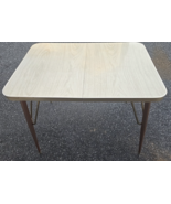 Vintage  MCM Formica Chrome Dining KItchen Table Walter Of Abash Slides - $197.99