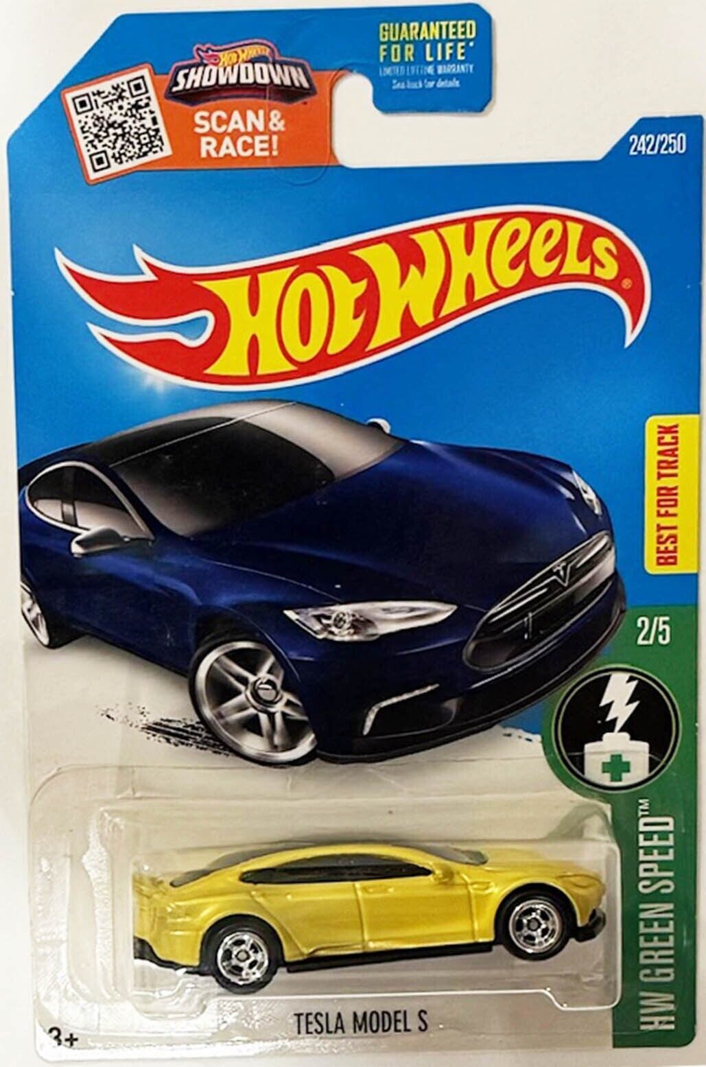 Yellow TESLA Model S Custom Hot Wheels w/ RR Wheel Swap - $51.94