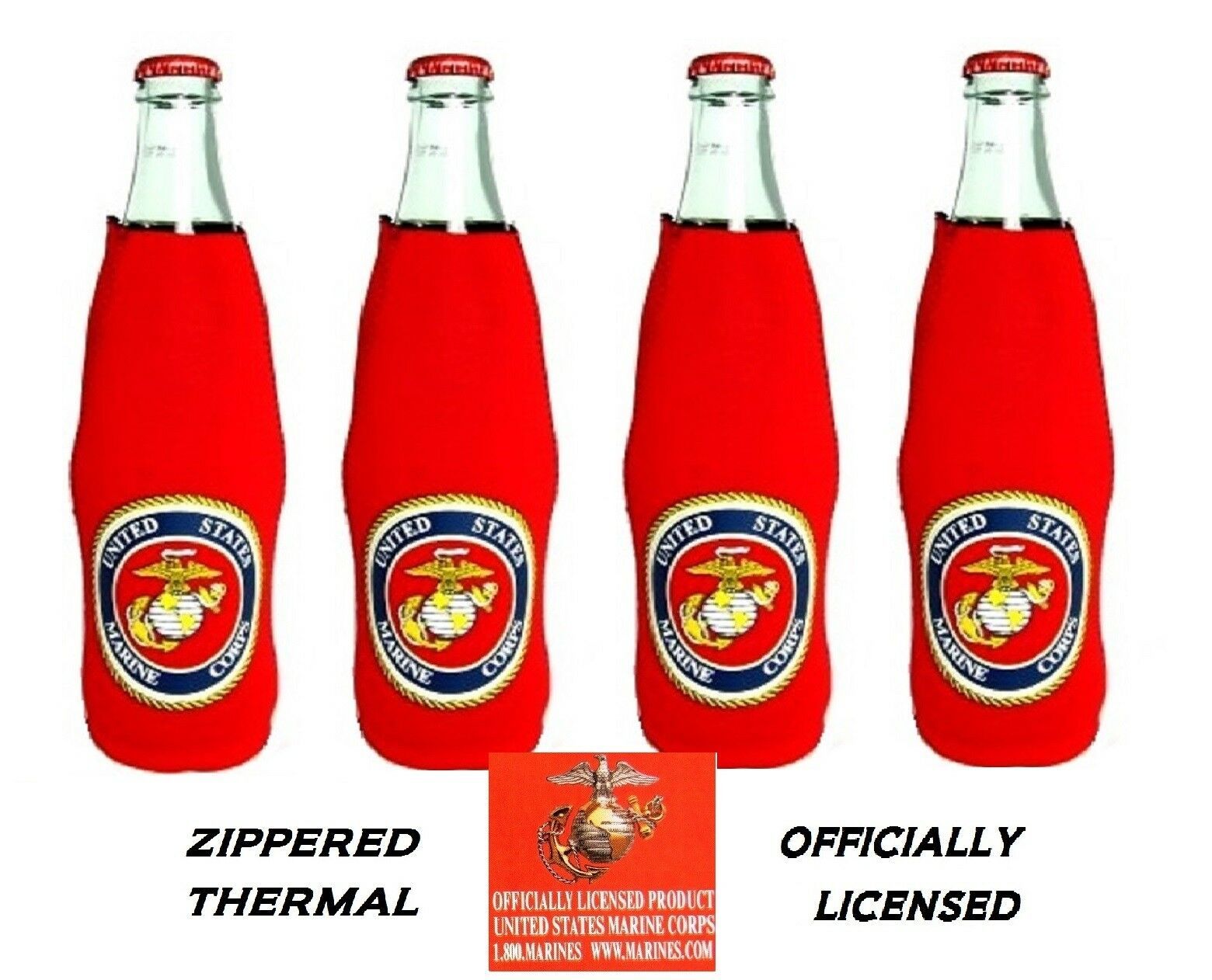 USMC US MARINE CORPS SEAL BOTTLE KOOZIE COOLER Wrap Sleeve Jacket Holder... - $11.99