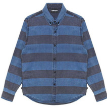 The Hundreds Mens Marc Long Sleeves Woven Shirt Color Blue/Black Size L - $42.00