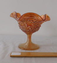 Vintage Imperial Glass Grape Pattern Iridescent Carnival Ruffled Compote... - $20.00