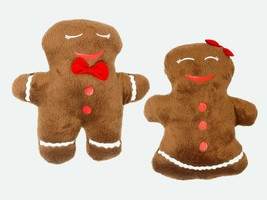 Gingerbread Man And Woman Dog Toy Bundle (Boy And Girl) Plush Squeaker Dog Puppy - £17.32 GBP