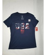 Team USA Olympic Women&#39;s V Neck T-shirt Navy Blue Size Large New With Ta... - £4.73 GBP