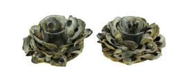 Scratch &amp; Dent Natural Oyster Shell and Glass Tealight Candle Holder Set... - £23.72 GBP