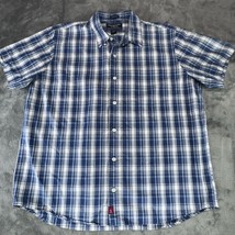 Abercrombie &amp; Fitch Muscle Button Down Shirt Mens XL Blue Plaid Classic ... - $17.99