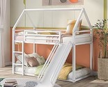 Merax Twin Over Twin Bunk Beds with Slide, Metal Frame House Bunk Bed, L... - $648.99