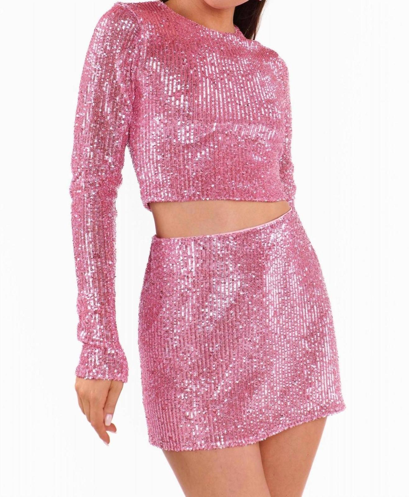 Show Me Your Mumu Women&#39;s Last Call Sequins Top Party Pink Sequins - $78.00