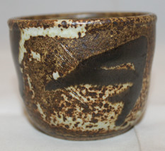 Signed By Artist Studio Art Pottery Small Dark Light Brown Bowl Cup 6cm ... - £28.57 GBP