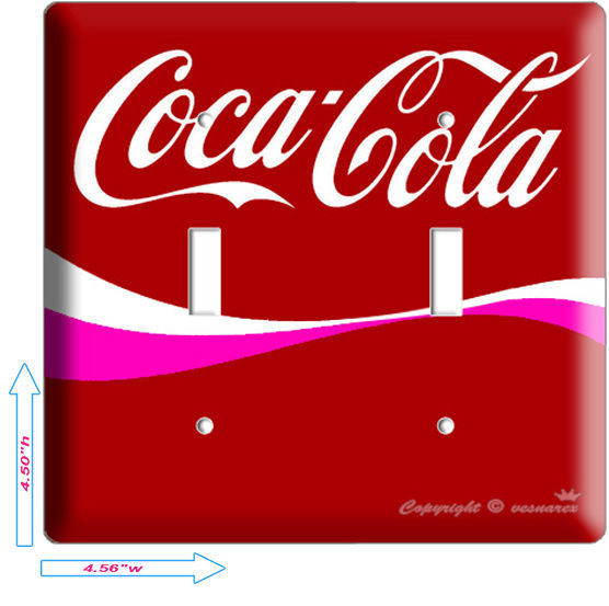 NEW COCA-COLA PINK WAVE COKE DOUBLE LIGHT SWITCH COVER WALL PLATE KITCHEN ART