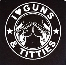 I Love Guns &amp; Titties Humorous Novelty Embroidered T-Shirt S-6XL, LT-4XL... - $24.69+